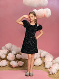 Tween-Mädchen-Partykleid mit Rüschenbesatz und Pailletten