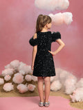 Tween-Mädchen-Partykleid mit Rüschenbesatz und Pailletten