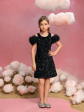 Tween-Mädchen-Partykleid mit Rüschenbesatz und Pailletten