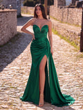 Elegant Strapless Split Thigh Mermaid Hem Formal Party Dress