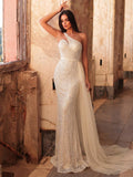 Luxurious One Shoulder Mermaid Evening Gown Flowing Side Train For Red Carpet Events Black Tie Galas Wedding Guest Attire Formal Ceremonies