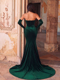 Elegant Ruched Wrap Hem Velvet Tube Prom Dress(Gloves Included)
