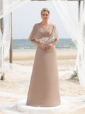 Formales Damenkleid aus Chiffon mit Applikationsdetail und V-Ausschnitt