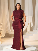 Plus Sequin Evening Gown with High Slit – Mermaid Silhouette for Luxury Weddings or Red-Carpet Events, 1XL-5XL