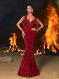 Gorgeous Sweetheart Neck Mermaid Hem Sequin Fringed Evening Dress