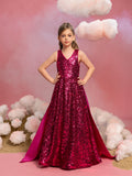 Tween-Mädchen-Partykleid mit Schleife am Rücken, ärmellos, Kontrast-Satin und Pailletten