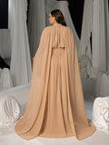 Plus Mock Neck Cloak Sleeves Chiffon Formal Cape Dress