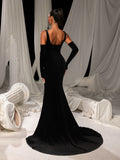Vintage Velvet Mermaid Gown with Sweetheart Neckline, Sparkling Embellishments