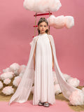 Tween Girls' Mock Neck Extra-Long Sleeves Pleated Chiffon Dress