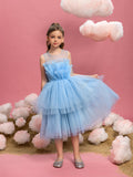 Tween-Kuchenkleid mit Rüschenbesatz und abgestuftem Saum für Mädchen