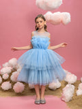 Tween-Kuchenkleid mit Rüschenbesatz und abgestuftem Saum für Mädchen