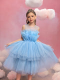 Tween-Kuchenkleid mit Rüschenbesatz und abgestuftem Saum für Mädchen