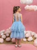 Tween-Kuchenkleid mit Rüschenbesatz und abgestuftem Saum für Mädchen