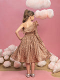 Tween Mädchen-Partykleid mit einschultriger Lage, Rüschenbesatz und Pailletten
