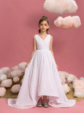 Ärmelloses Pailletten-Maxikleid für Tween-Mädchen mit Schleife am Rücken