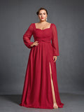 Plus Swiss Dot Sweetheart Neck Laternenärmel A-Linien-Kleider