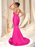 Elegant One Shoulder Mermaid Hem Formal Dresses - Elonnashop