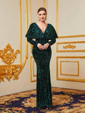 Plunging Neck Backless Sequin Mermaid Dresses - Elonnashop