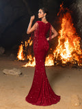 Gorgeous Sweetheart Neck Mermaid Hem Sequin Fringed Evening Dress