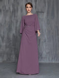 Womens' Applique Decor 3/4 Sleeves Chiffon Formal Dress - Elonnashop