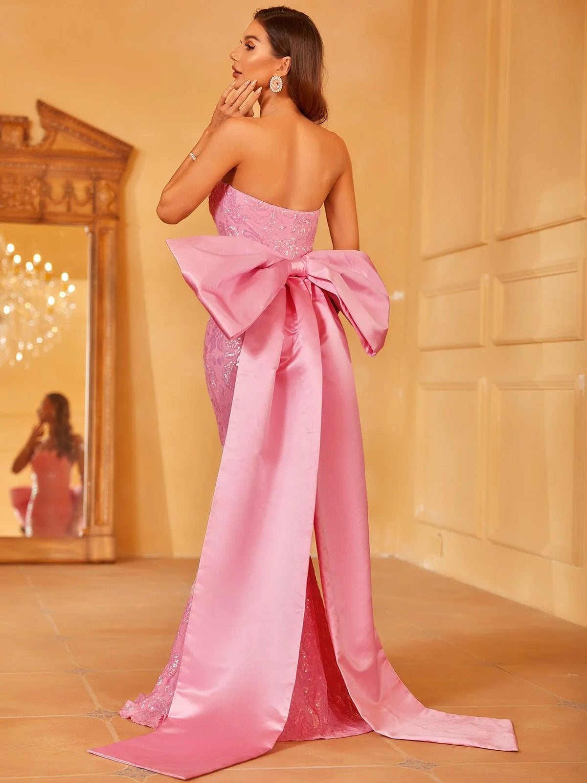 Elegant Maxi Mermaid Hem Tube Dress With Bow - Elonnashop