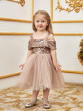 Young Girls' Sparkling Off Shoulder Sequin Party Dress