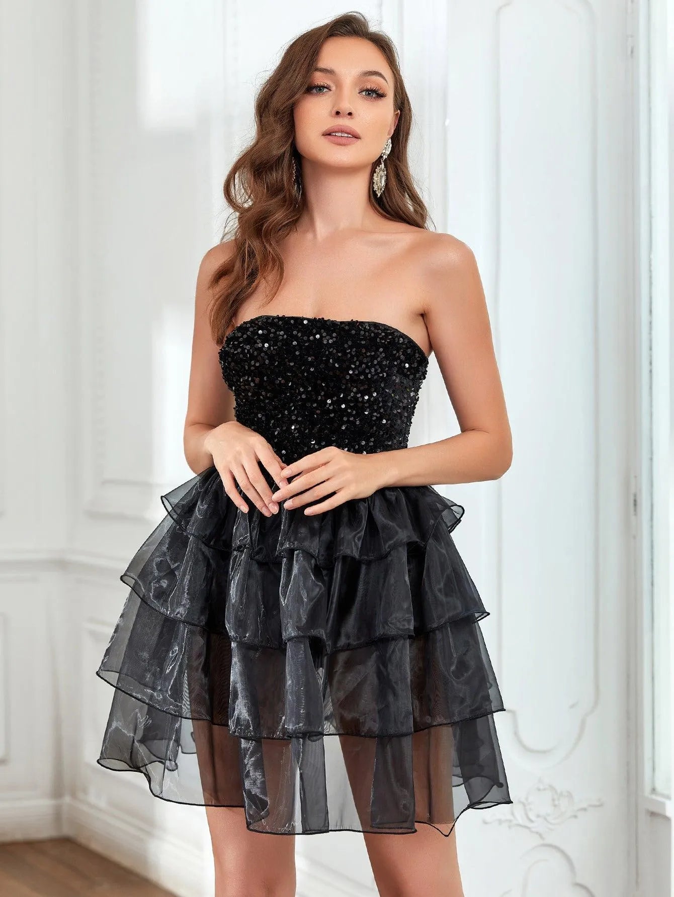 Sequin Tube A Line Party Dress - Elonnashop