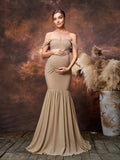 Maternity Off Shoulder Mermaid Hem Evening Dress