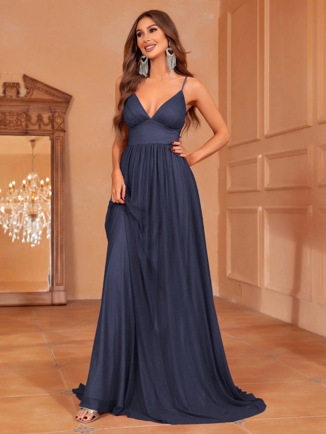 Solid A Line Cami Bridesmaid Dress - Elonnashop