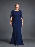 Plus Womens' Draped Back Mermaid Hem Chiffon Formal Dress