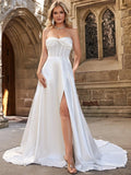 Twist Bustier Satin Wedding Dress - Elonnashop