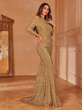 Backless 3/4 Sleeve Sequin Mermaid Dresses - Elonnashop