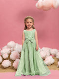 Young Girls' Round Neck Sleeveless Mesh Overlay Sequin Dress