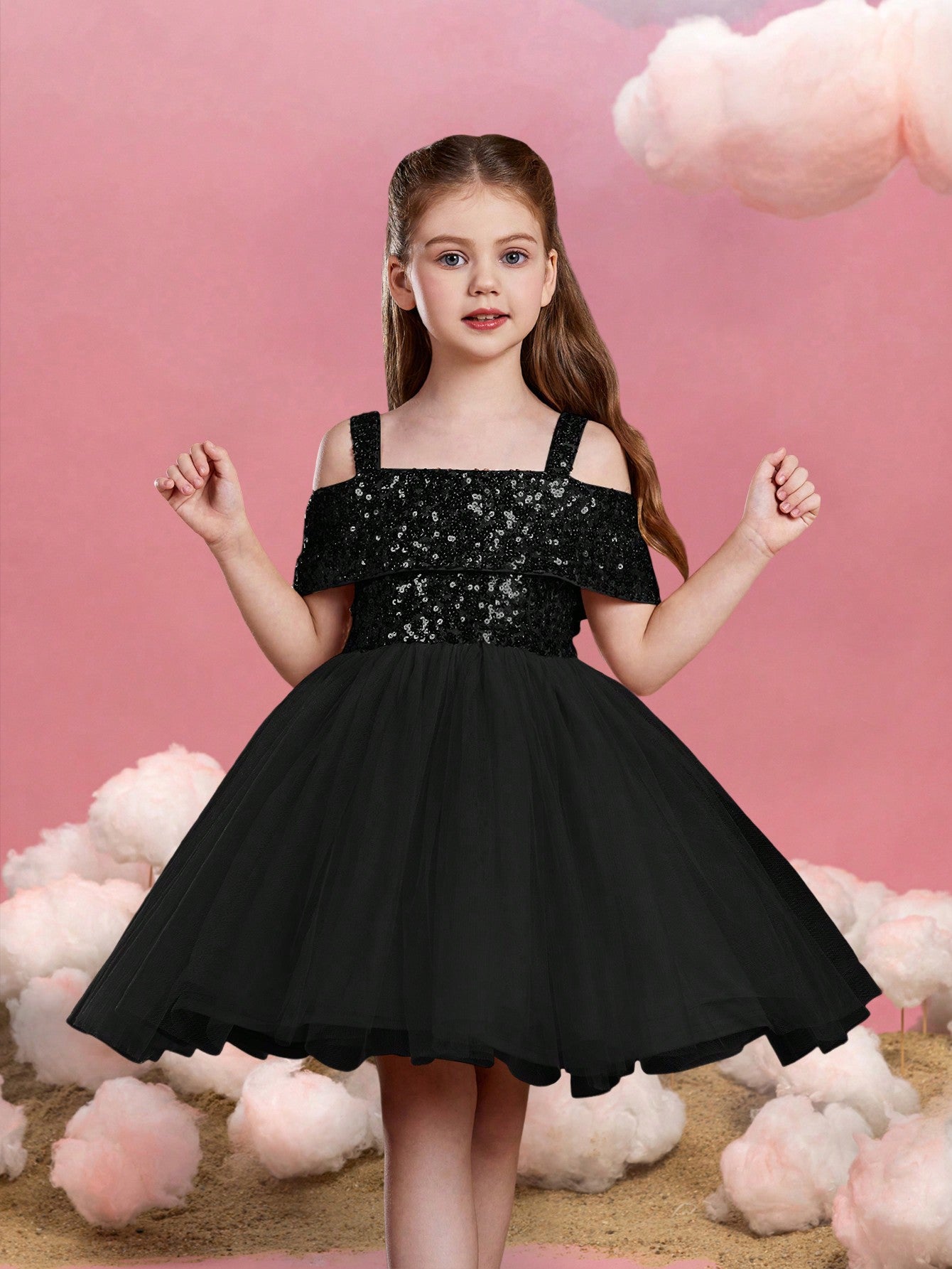 Tween Girls' Sparkling Off Shoulder Sequin Party Dress