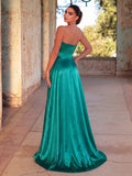 Elegant Twist Front Split Thigh Satin Tube Formal Dress