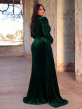 Plus Velvet Evening Gown with Sequin Detail & Mermaid Silhouette – Luxury Bridal Wear for Weddings or High-End Events, 1XL-5XL