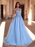 Elegant Evening Gown With Delicate Spaghetti Straps & Voluminous Tulle A-Line Hem Luxurious Formal Wear For Gala Dinners, Charity Galas, Award Ceremonies, Black-Tie Weddings