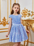 Tween Girls' Bow Back Sequin A Line Dress - Elonnashop