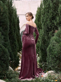 Maternity Off Shoulder Velvet Mermaid Prom Dress - Elonnashop