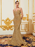 Elegant Mermaid Hem Sequin Tube Evening Dress