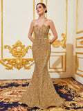 Elegant Mermaid Hem Sequin Tube Evening Dress