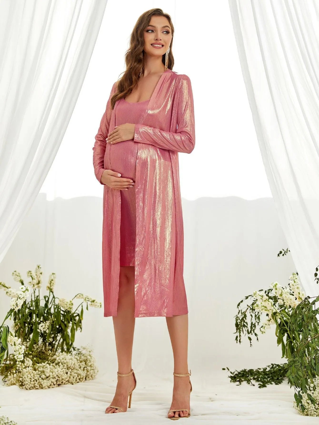 Maternity Metallic Two Pieces Set - Elonnashop