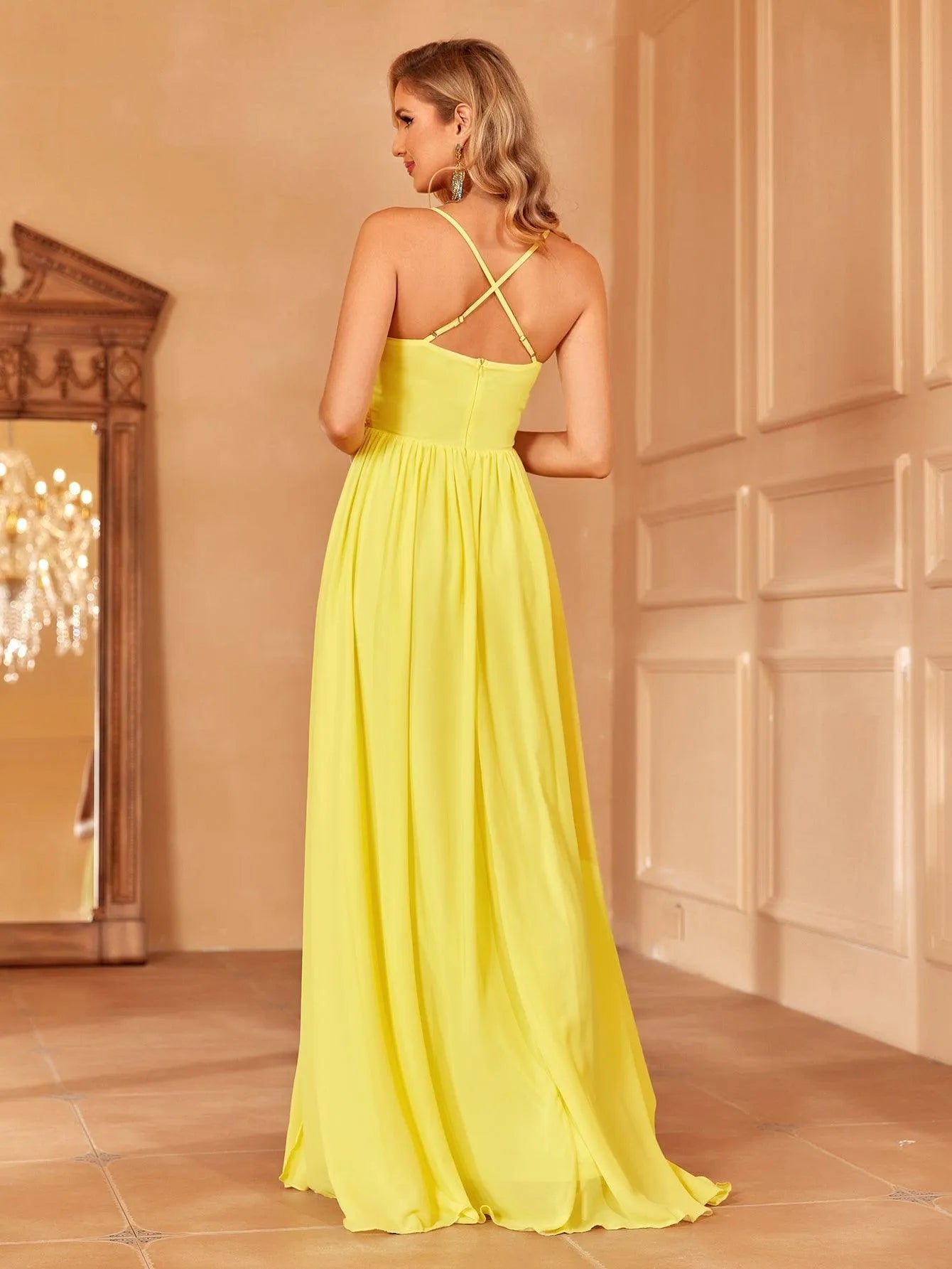 Elegant Twist Front Chiffon Cami Party Dress - Elonnashop