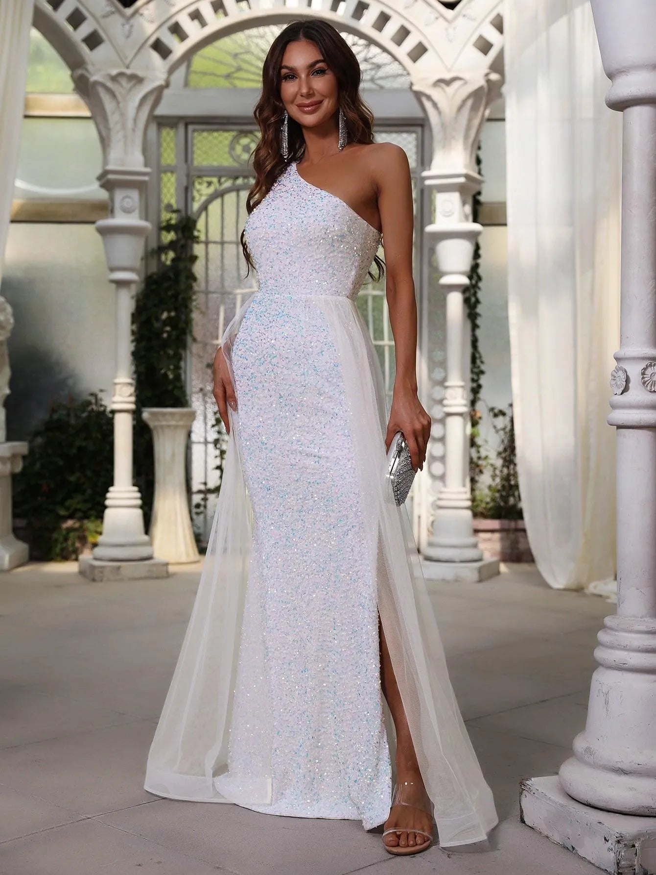 Elegant One Shoulder Sequin Mermaid Dresses - Elonnashop