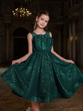 Tween Girls' Pleated Front Sleeveless Sequin Party Dresses - Elonnashop