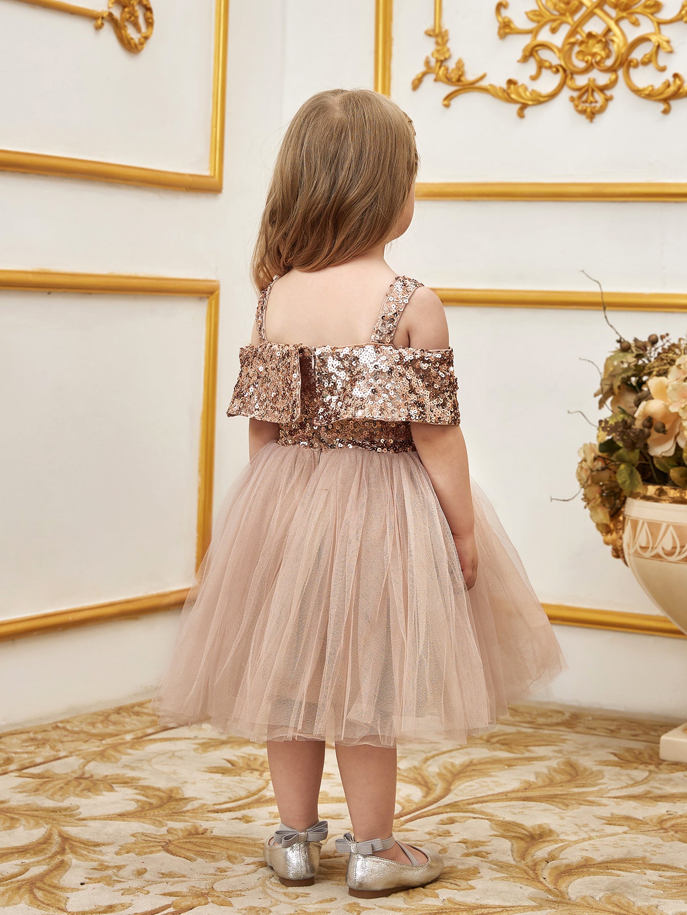 Young Girls' Sparkling Off Shoulder Sequin Party Dress