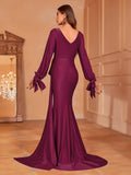 Elegant Draped Side Split Mermaid Dress - Elonnashop