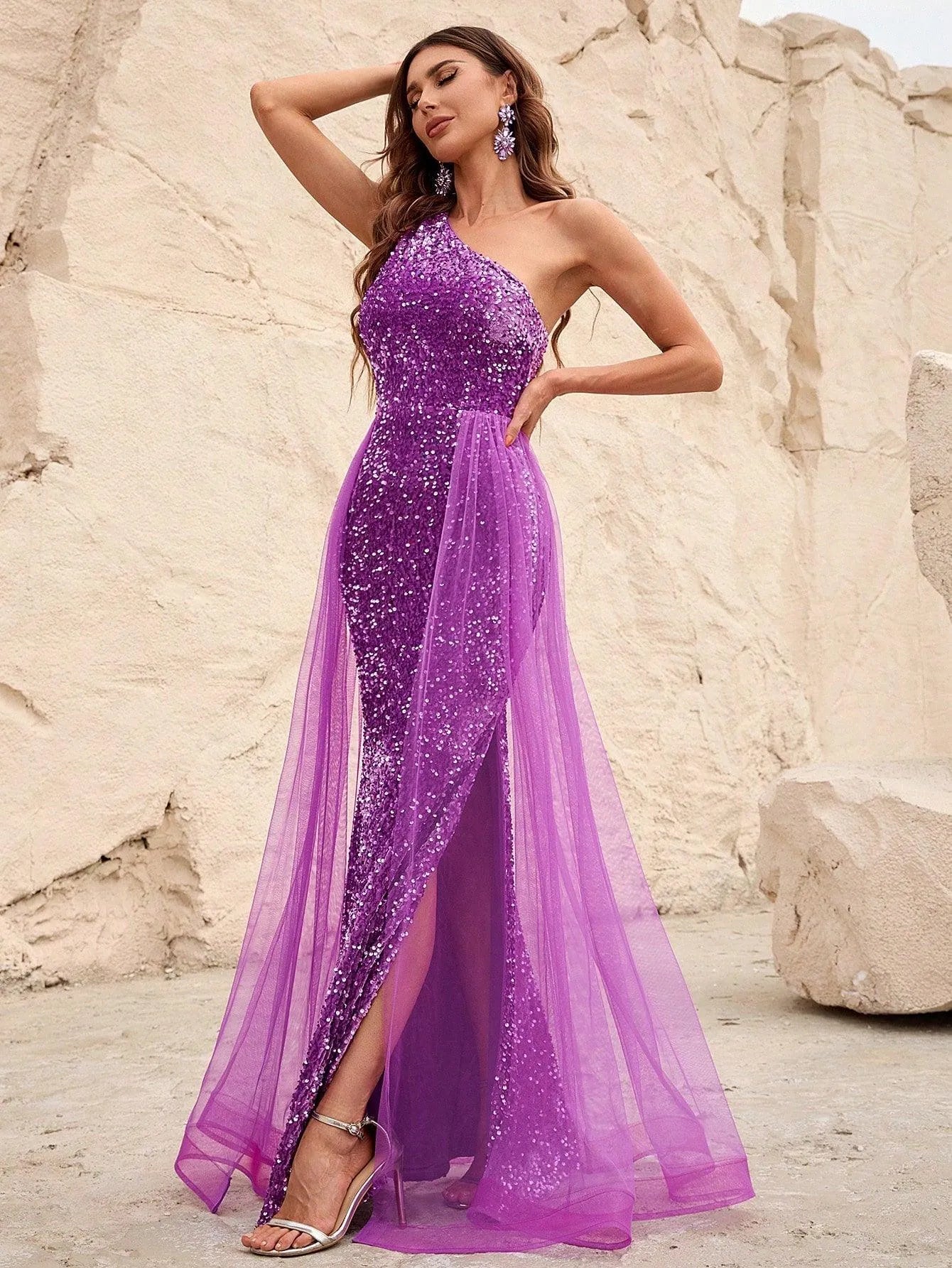 Elegant One Shoulder Sequin Mermaid Dresses - Elonnashop