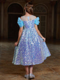 Tween Girls' Bow Front Sequin A Line Dress - Elonnashop