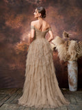 Maternity Off Shoulder Tiered Ruffle Hem Tulle Evening Dress